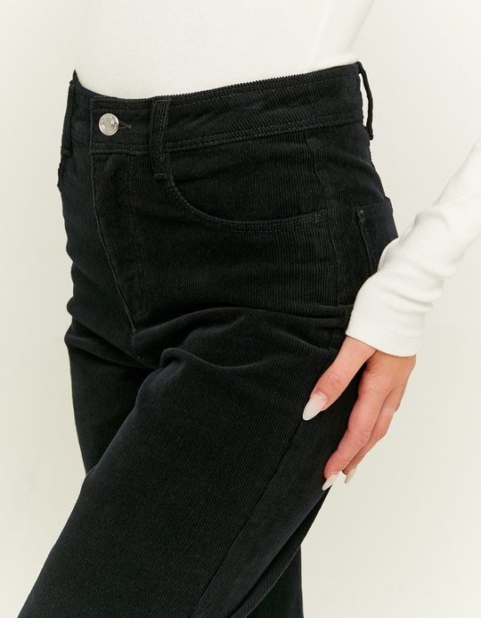 TALLY WEiJL, Pantalon Wide Leg Noir en Velours Côtelé for Women