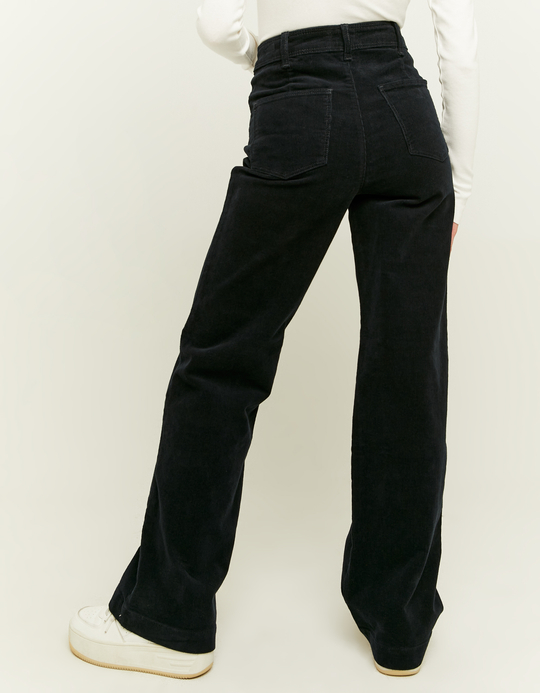 TALLY WEiJL, Pantalon Wide Leg Noir en Velours Côtelé for Women