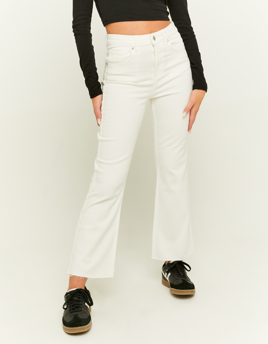 TALLY WEiJL, Beige Cropped Flare Jeans for Women