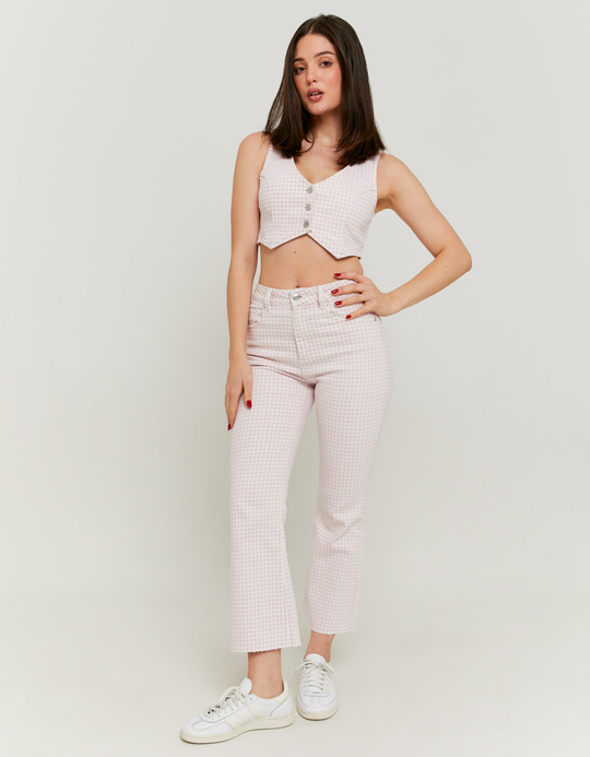 TALLY WEiJL, Cropped Flare Jeans mit Vichy-Print for Women