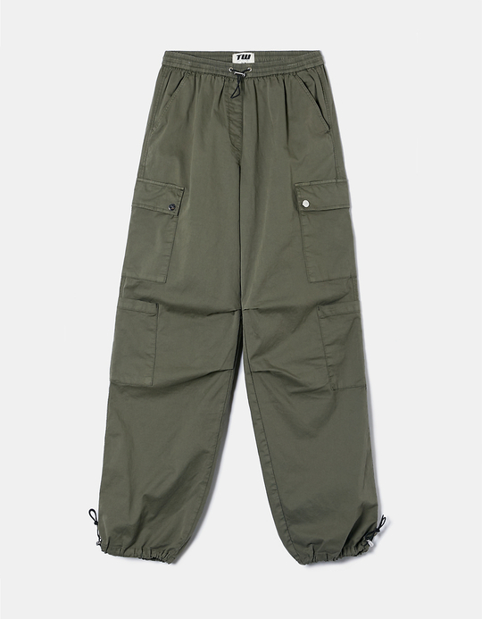 TALLY WEiJL, Pantaloni Parachute a Vita Alta Kaki for Women