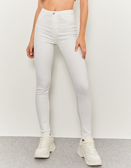 TALLY WEiJL, Pantaloni Skinny Bianchi a Vita Alta for Women