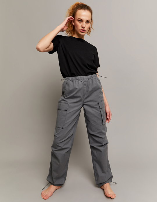 TALLY WEiJL, Graue High Waist Cargo Parachute Hose for Women