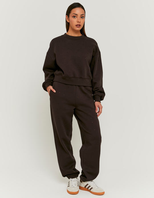 TALLY WEiJL, Pantaloni Jogging Marroni con Strass for Women