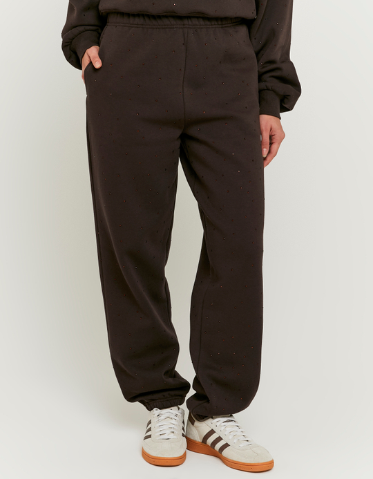 TALLY WEiJL, Pantaloni Jogging Marroni con Strass for Women
