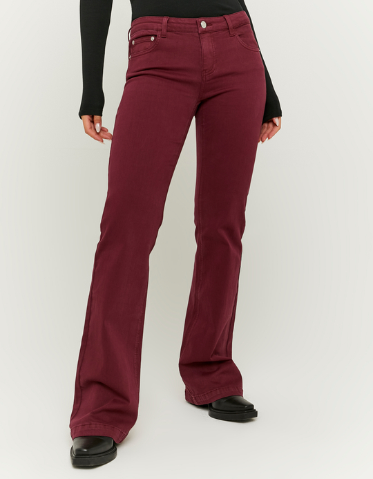 TALLY WEiJL, Burgundy Low Waist Flare Trousers for Women