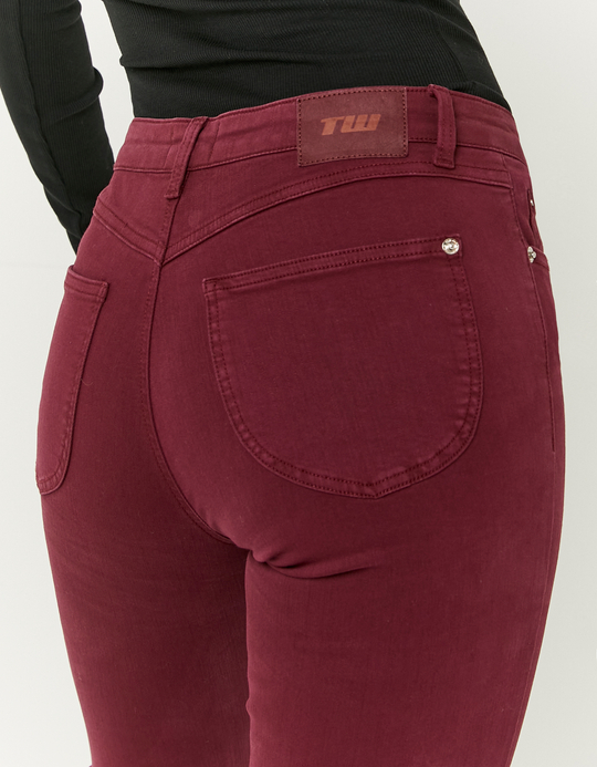 TALLY WEiJL, Burgunder Low Waist Flare Hose for Women