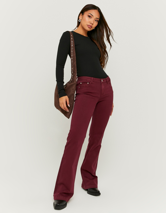 TALLY WEiJL, Burgunder Low Waist Flare Hose for Women