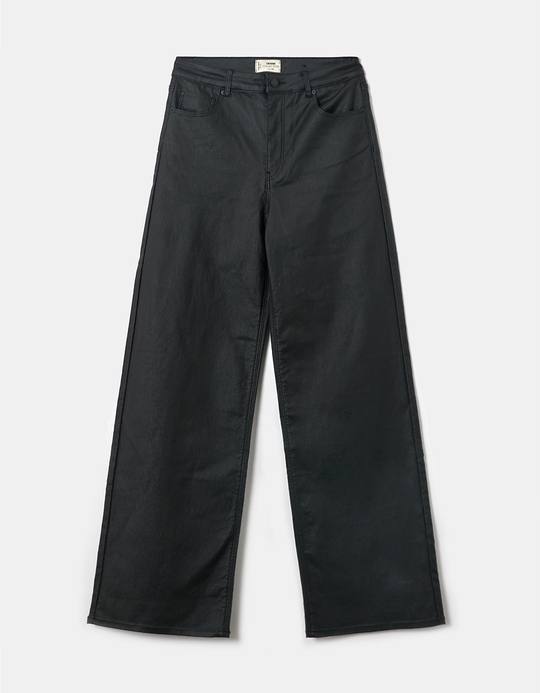 TALLY WEiJL, Pantalon Noir Taille Haute Jambe Large for Women