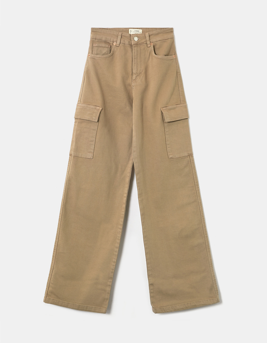 TALLY WEiJL, Pantalon Taille Haute Cargo Beige for Women