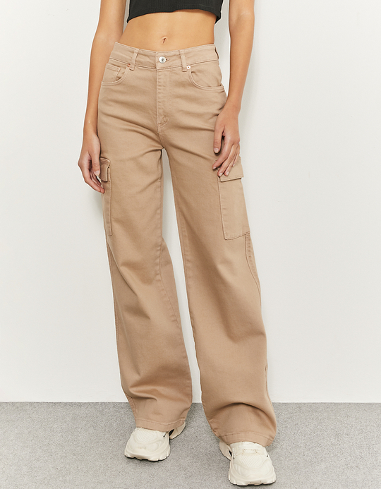 TALLY WEiJL, Pantalon Taille Haute Cargo Beige for Women