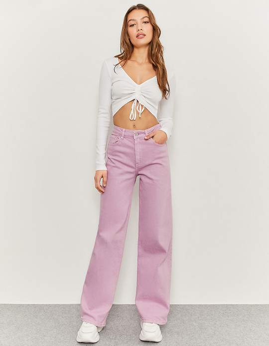 TALLY WEiJL, Purple High Waist Wide Leg Trousers for Women