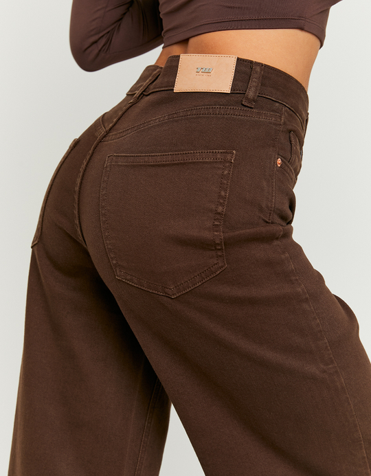 TALLY WEiJL, Παντελόνι High Waist Wide Leg Καφέ for Women