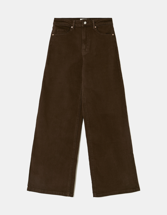 TALLY WEiJL, Παντελόνι High Waist Wide Leg Καφέ for Women