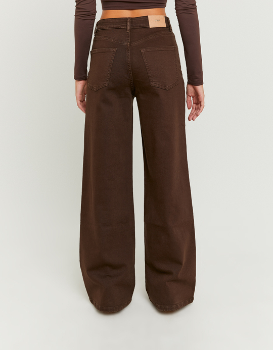 TALLY WEiJL, Παντελόνι High Waist Wide Leg Καφέ for Women
