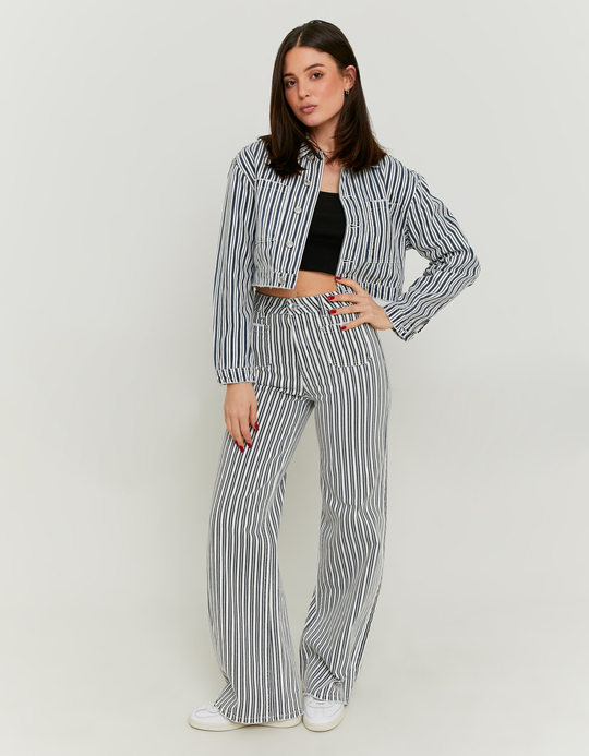 TALLY WEiJL, Striped High Waist Wide Leg Jeans for Women