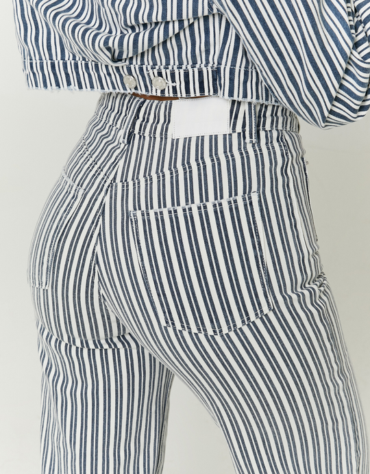 TALLY WEiJL, Striped High Waist Wide Leg Jeans for Women
