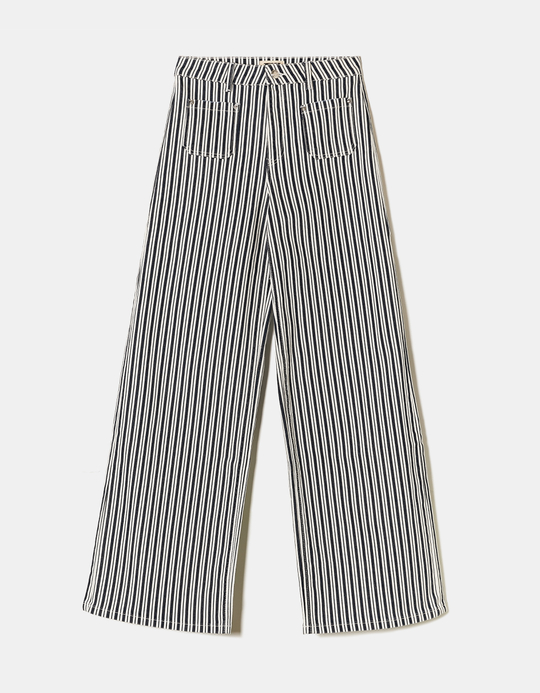 TALLY WEiJL, Striped High Waist Wide Leg Jeans for Women