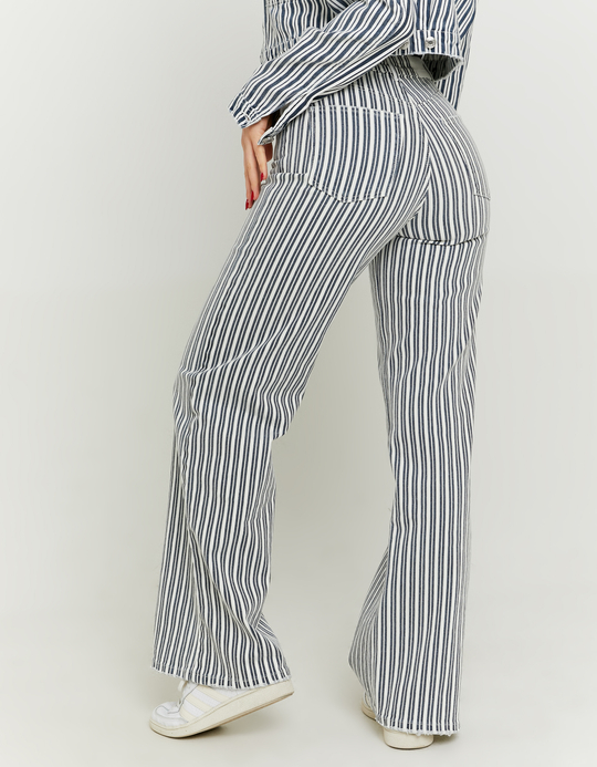 TALLY WEiJL, Striped High Waist Wide Leg Jeans for Women
