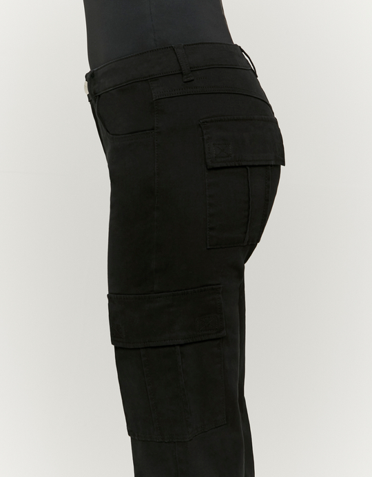 TALLY WEiJL, Black Mid Waist Cargo Bootcut Trousers for Women