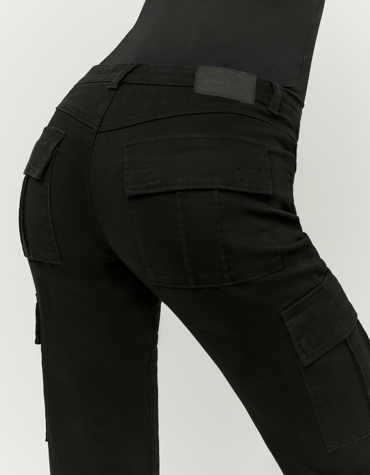TALLY WEiJL, Black Mid Waist Cargo Bootcut Trousers for Women