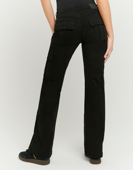 TALLY WEiJL, Black Mid Waist Cargo Bootcut Trousers for Women