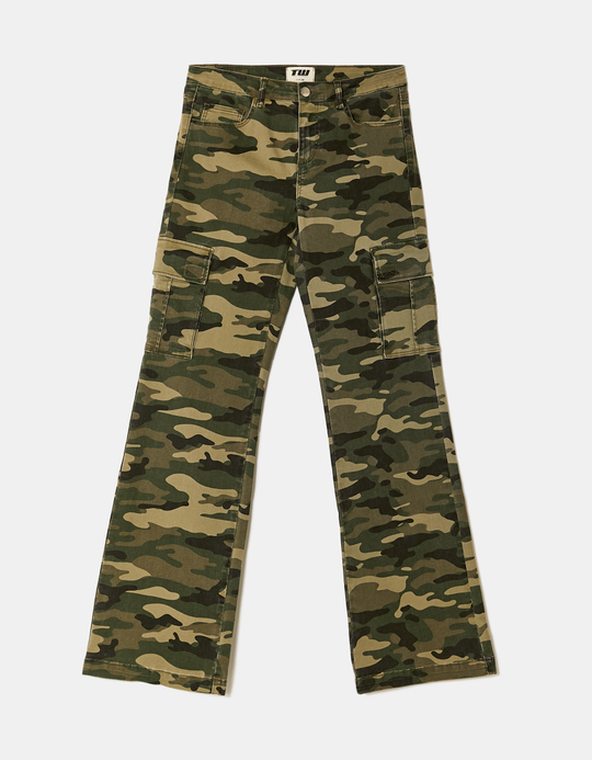 TALLY WEiJL, Camouflage Bootcut Cargo Trousers for Women