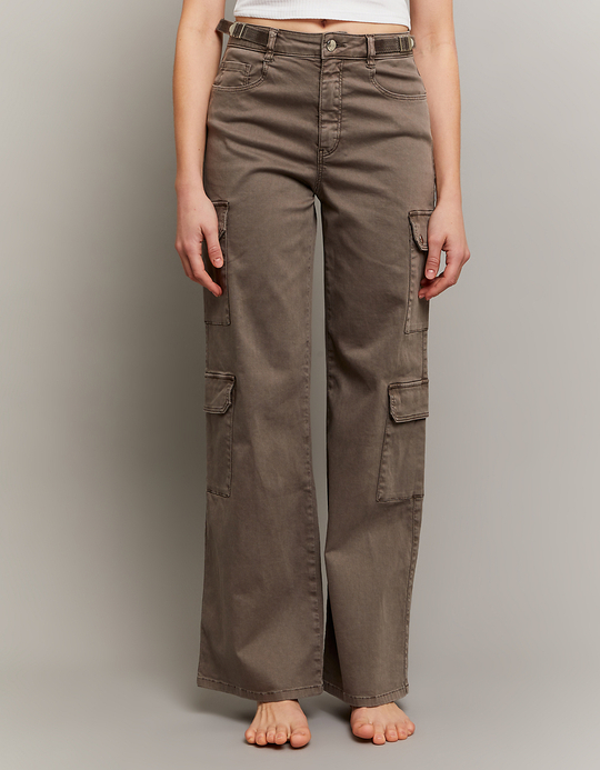 TALLY WEiJL, Braune High Waist Wide Leg Hose for Women