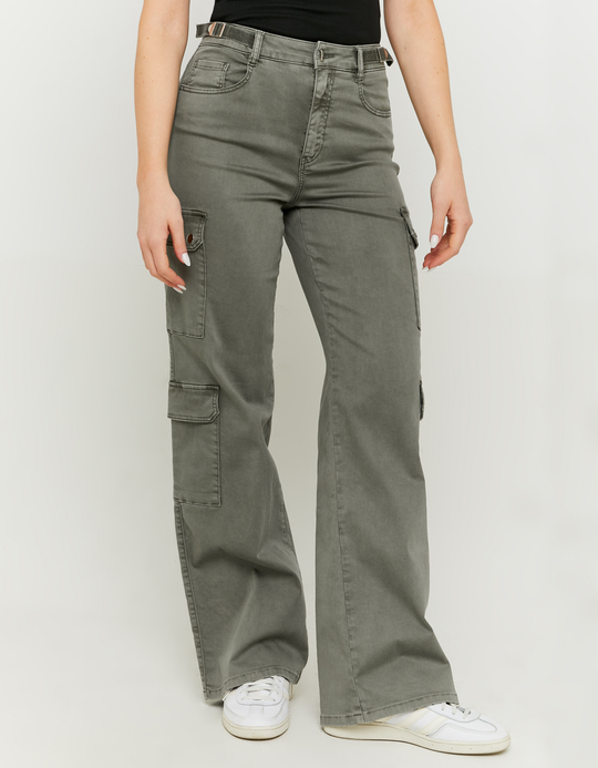 TALLY WEiJL, Graue Hight Waist Wide Leg Hose for Women