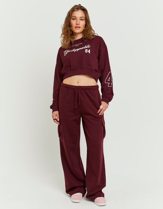 TALLY WEiJL, Pantaloni Cargo da Jogging Larghi Borgogna for Women