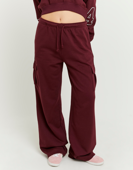 TALLY WEiJL, Pantaloni Cargo da Jogging Larghi Borgogna for Women
