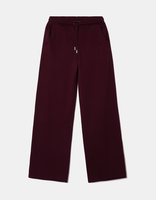 TALLY WEiJL, Jogging wide leg bordeaux en coton à taille mi-haute for Women