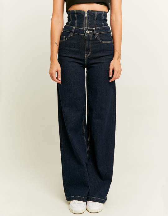 TALLY WEiJL, Wide Leg Jeans con Dettagli in Vita for Women