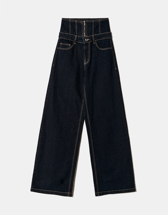 TALLY WEiJL, Wide Leg Jeans con Dettagli in Vita for Women