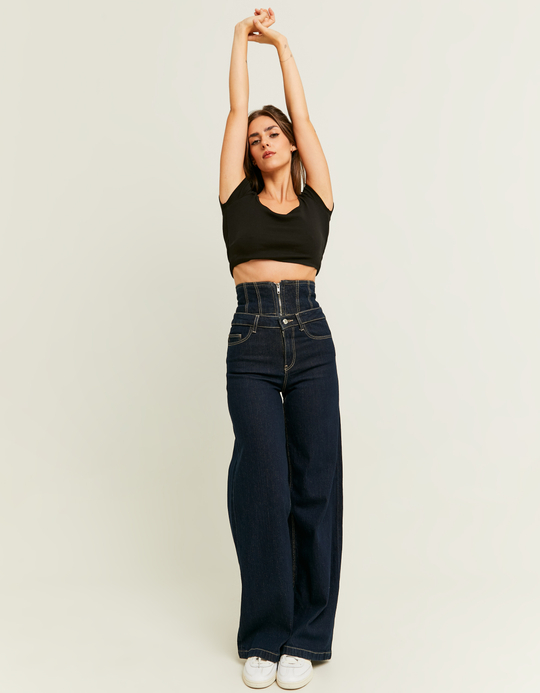 TALLY WEiJL, Wide Leg Jeans con Dettagli in Vita for Women