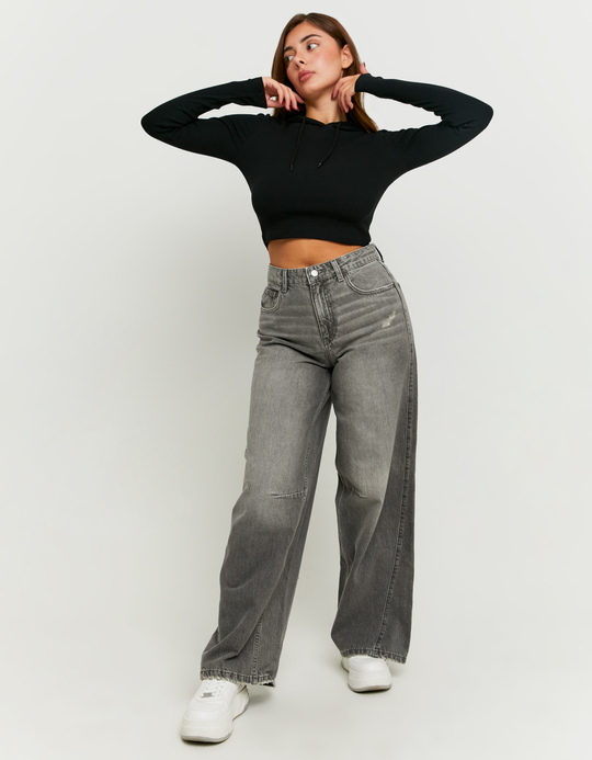 TALLY WEiJL, Jean Baggy Gris Taille Haute for Women