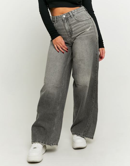 TALLY WEiJL, Jean Baggy Gris Taille Haute for Women