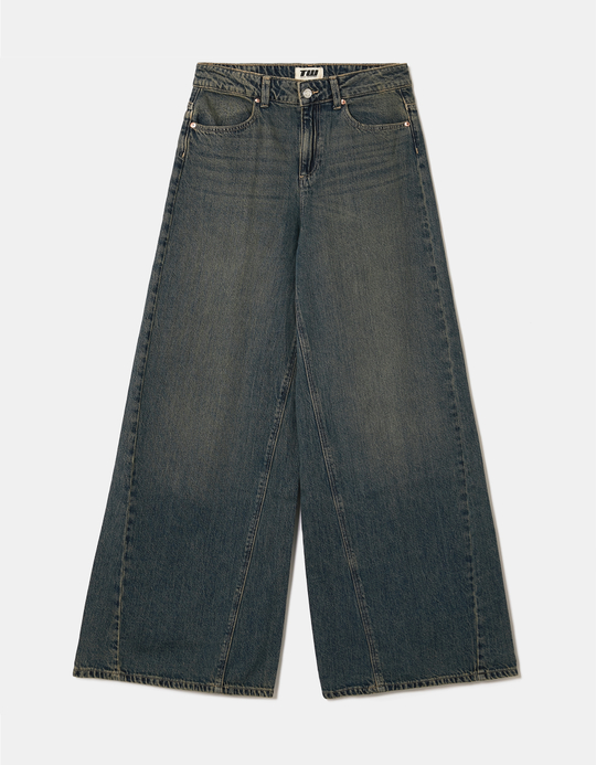 TALLY WEiJL, Blaue Dark Wash Wide Leg Jeans for Women