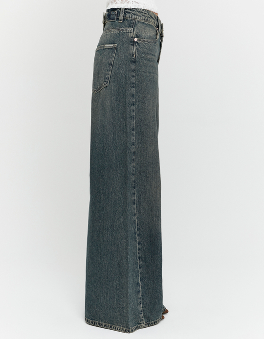TALLY WEiJL, Blue Dark Wash Wide Leg Jeans for Women