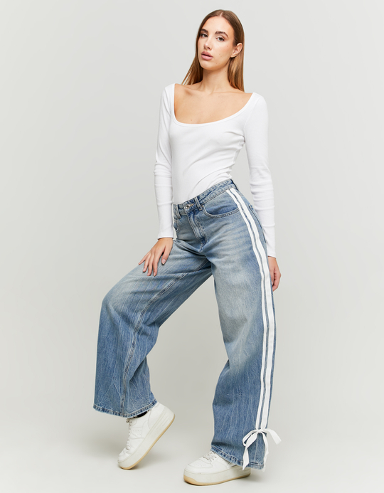 TALLY WEiJL, Blaue Baggy Jeans mit Schleifen Details for Women