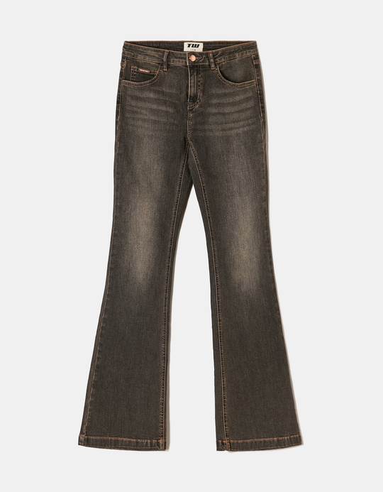 TALLY WEiJL, Schwarze Mid Waist Bootcut Jeans for Women