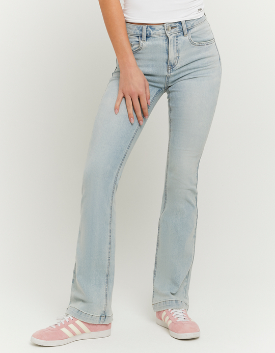 TALLY WEiJL, Light Blue Mid Waist Bootcut Jeans for Women