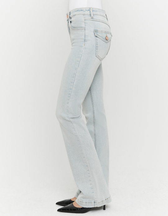 TALLY WEiJL, Light Blue Mid Waist Bootcut Jeans for Women