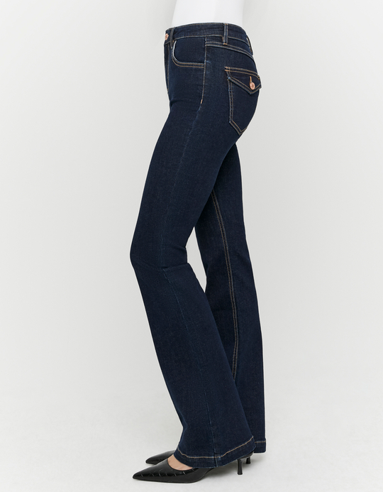 TALLY WEiJL, Dark Blue Mid Waist Bootcut Jeans for Women