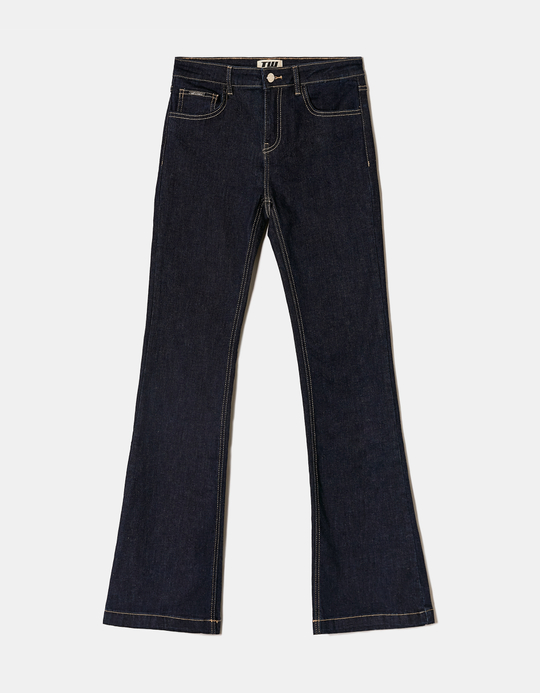 TALLY WEiJL, Dark Blue Mid Waist Bootcut Jeans for Women