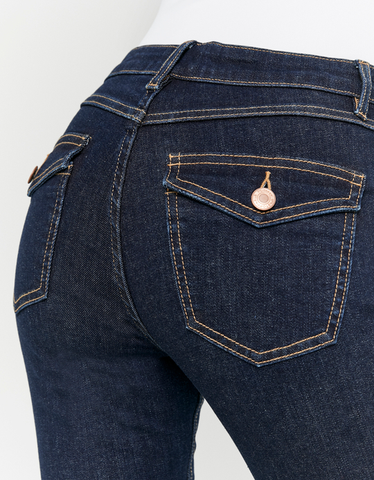 TALLY WEiJL, Dark Blue Mid Waist Bootcut Jeans for Women