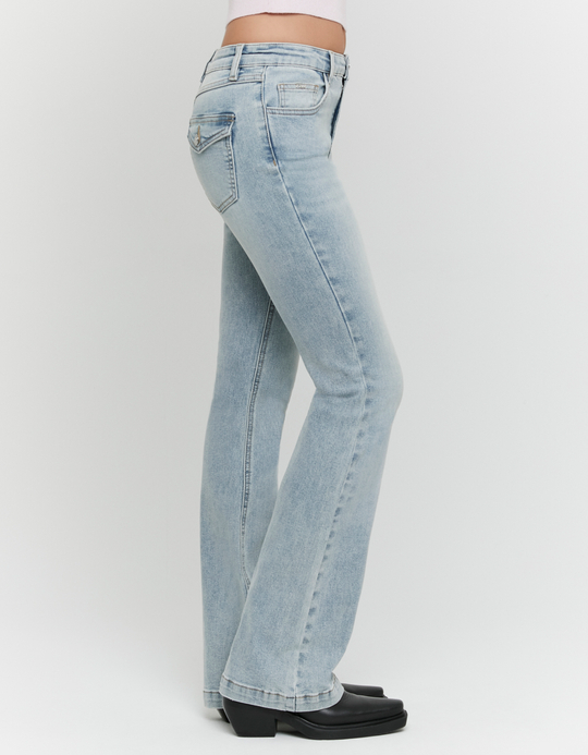 TALLY WEiJL, Blue Mid Waist Bootcut Jeans for Women
