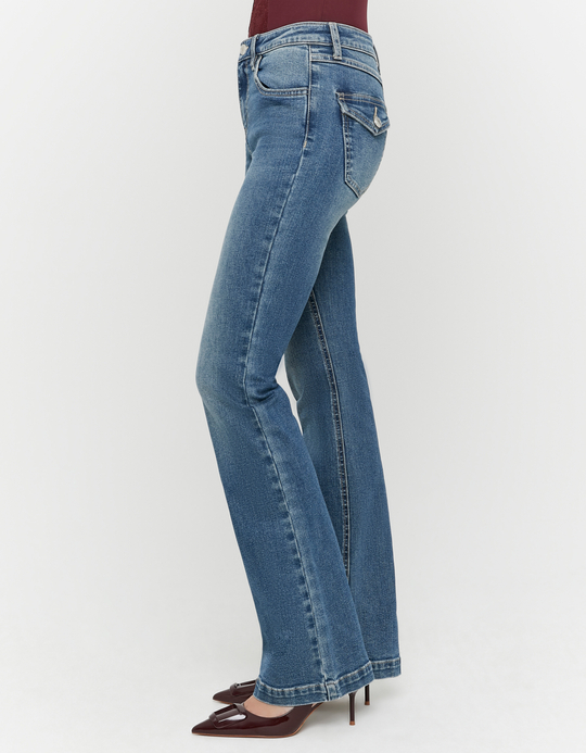 TALLY WEiJL, Blue Mid Waist Bootcut Jeans for Women