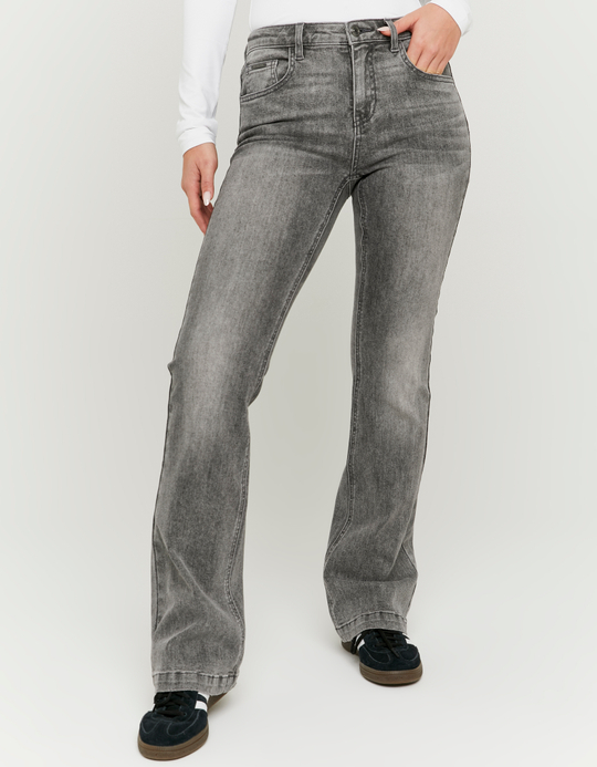 TALLY WEiJL, Graue Mid Waist Bootcut Jeans for Women