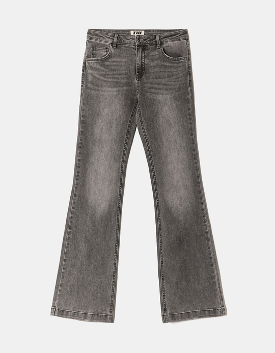TALLY WEiJL, Graue Mid Waist Bootcut Jeans for Women